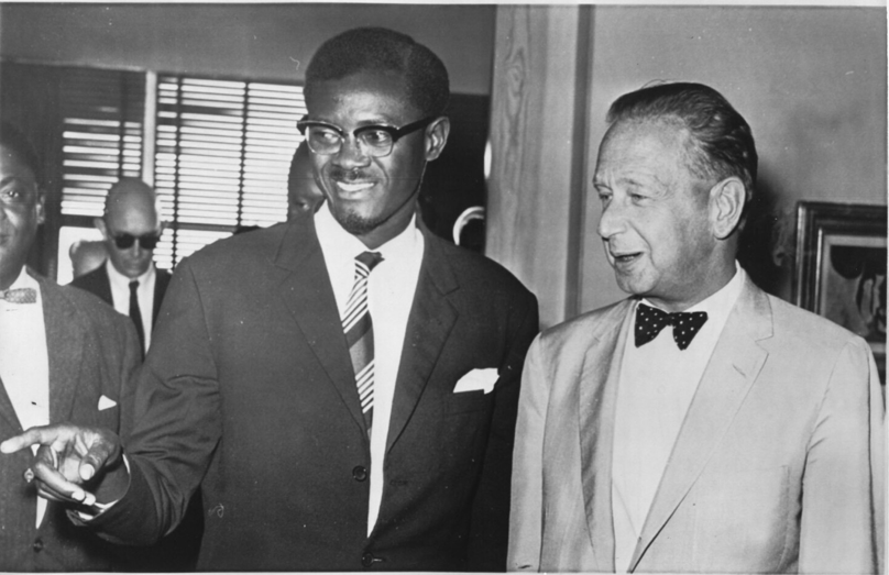 Congo's Premier Patrice Lumumba with UN Secretary-General Dag HammarskjÃ¶ld at the UN in 1960
